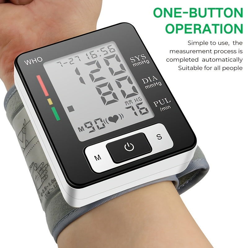 2pcs CHANG KUN Automatic Wrist Blood Pressure Monitor & Oximeter Set - Large LCD Display, Adjustable Cuff, Multi-User Mode (99 Readings Per User), Battery-Powered, Ideal for Home Use & Fitness Tracking, Health Monitoring, Sleek Design, Durable