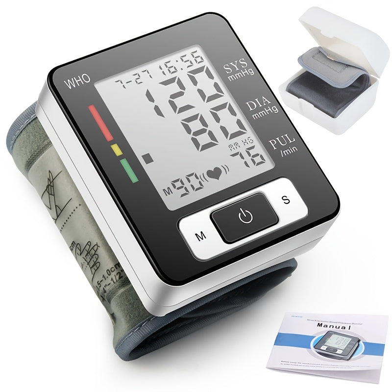 2pcs CHANG KUN Automatic Wrist Blood Pressure Monitor & Oximeter Set - Large LCD Display, Adjustable Cuff, Multi-User Mode (99 Readings Per User), Battery-Powered, Ideal for Home Use & Fitness Tracking, Health Monitoring, Sleek Design, Durable
