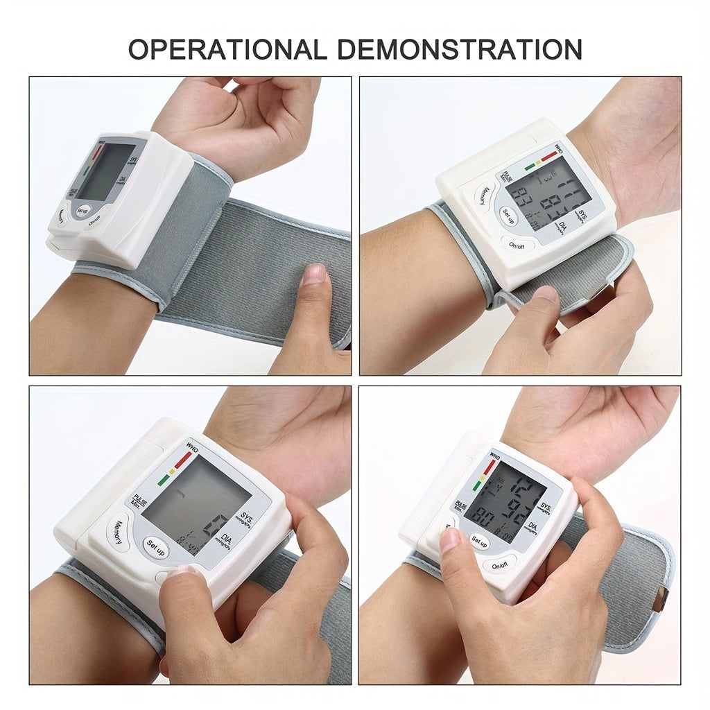 Automatic Wrist Blood Pressure Monitor with Large LCD Screen - Adjustable Cuff, Pulse Rate Detection, Irregular Heartbeat Alert, Battery-Powered(Batteries Not Included) 36V Or Lower, Safe for Adults, for Summer