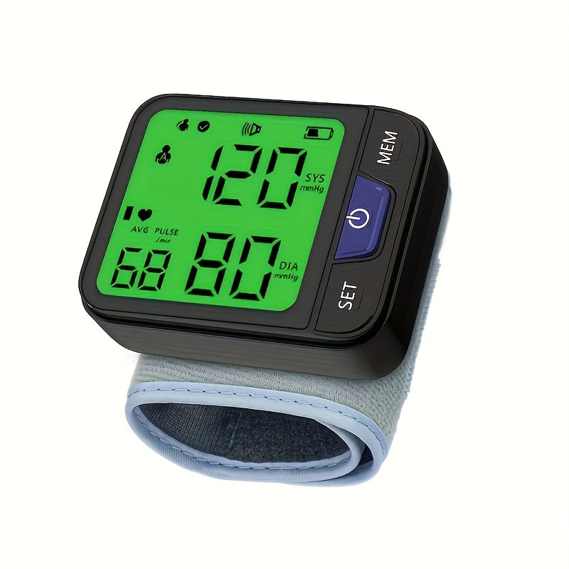 Automatic Wrist Blood Pressure Monitor With Voice, 3-Color Backlit Digital LCD Display, 240 Memory Storage For Dual Users, Portable Adjustable Cuff BP Device For Home Use.