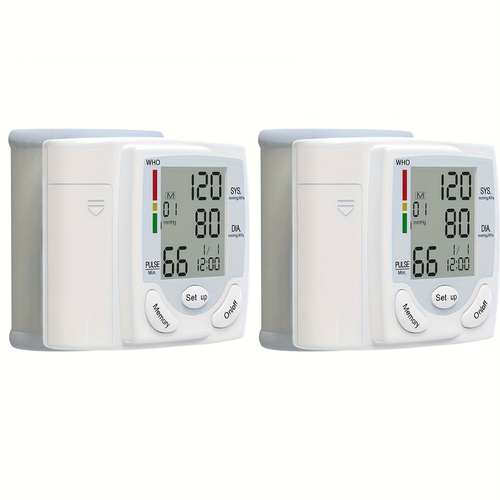CHANG KUN Wrist Electronic Blood Pressure Monitor for Adults - Professional Medical Grade BP Sphygmomanometer with LCD Display, Adjustable Cuff, Memory Storage & Setup Menu - Home Health Monitoring (Batteries Not Included), Blood Pressure Monitor for