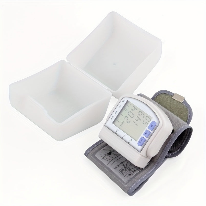 Digital Wrist Blood Pressure Monitor with Large LCD Display, Adjustable Wrist Strap & Memory Storage - Portable Automatic Inflation Sphygmomanometer with Heart Rate Monitor, Cuff Inflation Indicator, Battery-Powered (Batteries Not Included) for Home &