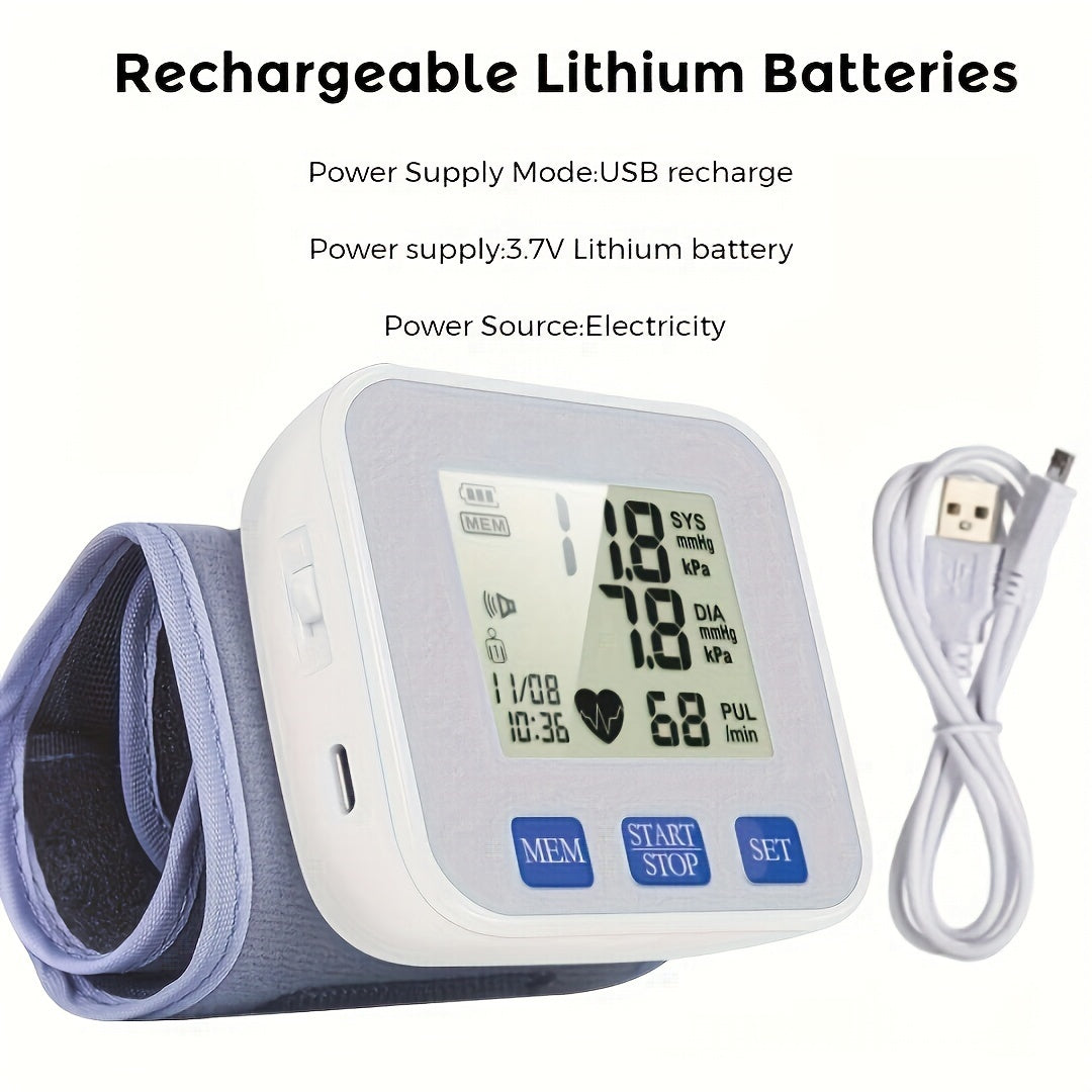 CHANGKUN Wrist Blood Pressure Monitor - Wrist Digital Sphygmomanometer With Large LCD And Adjustable Cuff, Rechargeable