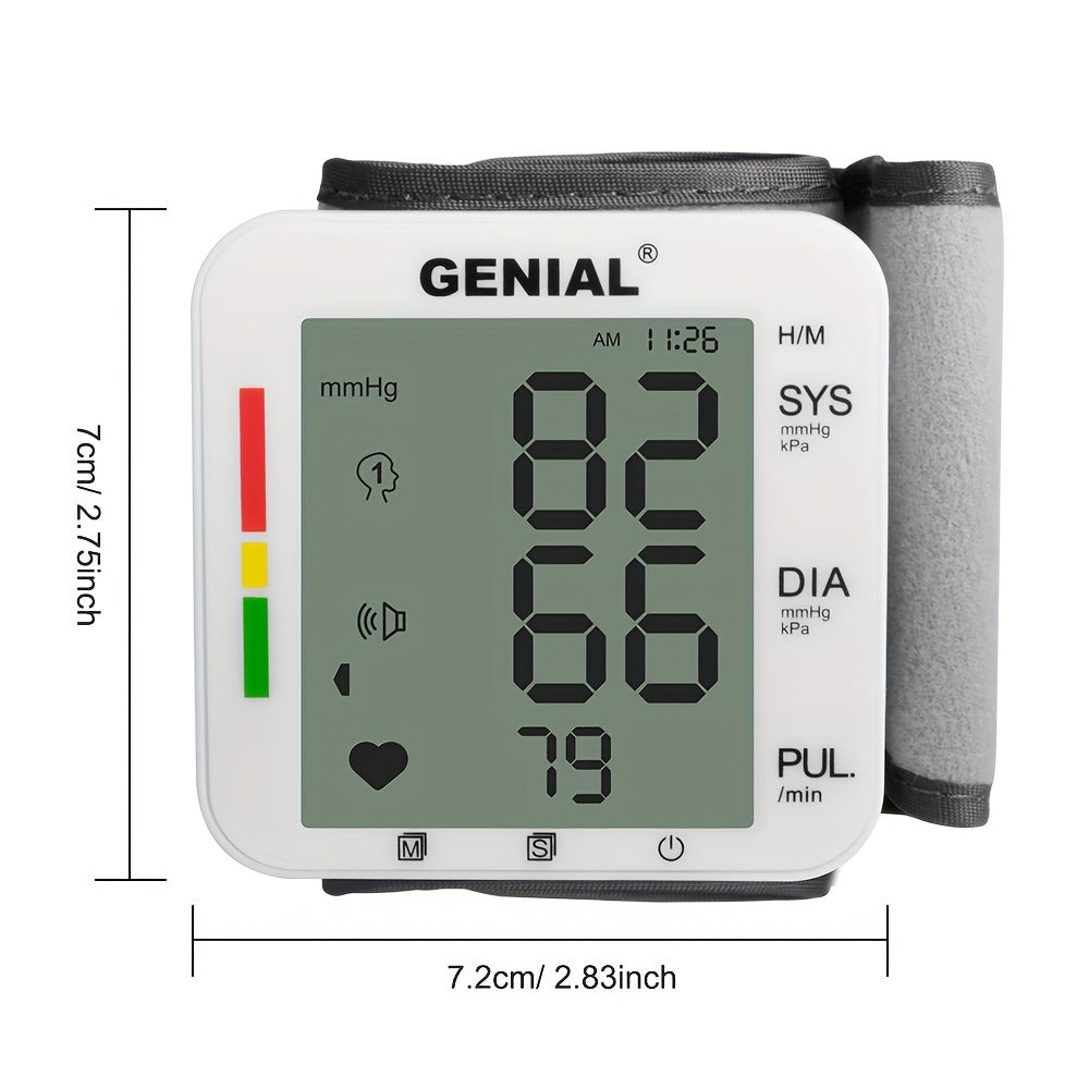 Blood Pressure Monitor Adjustable Wrist Blood Pressure Cuff 2 X 99 Readings Digital Rechargeable Blood Pressure Machine With Voice Broadcasting With Carrying Case For Home Use, Battery Not Included