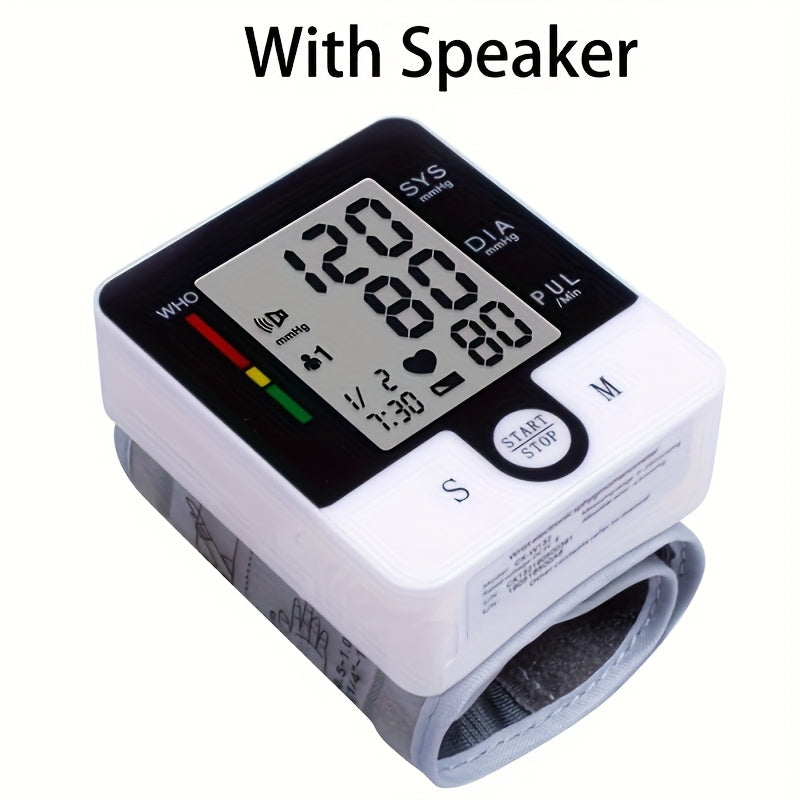 Automatic Wrist Blood Pressure Monitor with Large LCD Display, Battery-Operated, Adjustable Cuff for Home Use – Digital Sphygmomanometer for Adults, White & Black Design, Measures Systolic & Diastolic Pressures, Medical Device | Sleek Wristband Design |