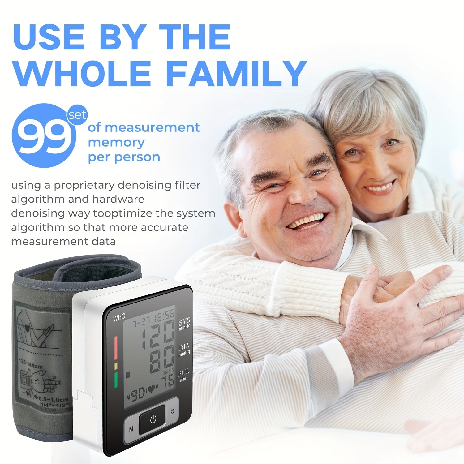 2pcs CHANG KUN Automatic Wrist Blood Pressure Monitor & Oximeter Set - Large LCD Display, Adjustable Cuff, Multi-User Mode (99 Readings Per User), Battery-Powered, Ideal for Home Use & Fitness Tracking, Health Monitoring, Sleek Design, Durable