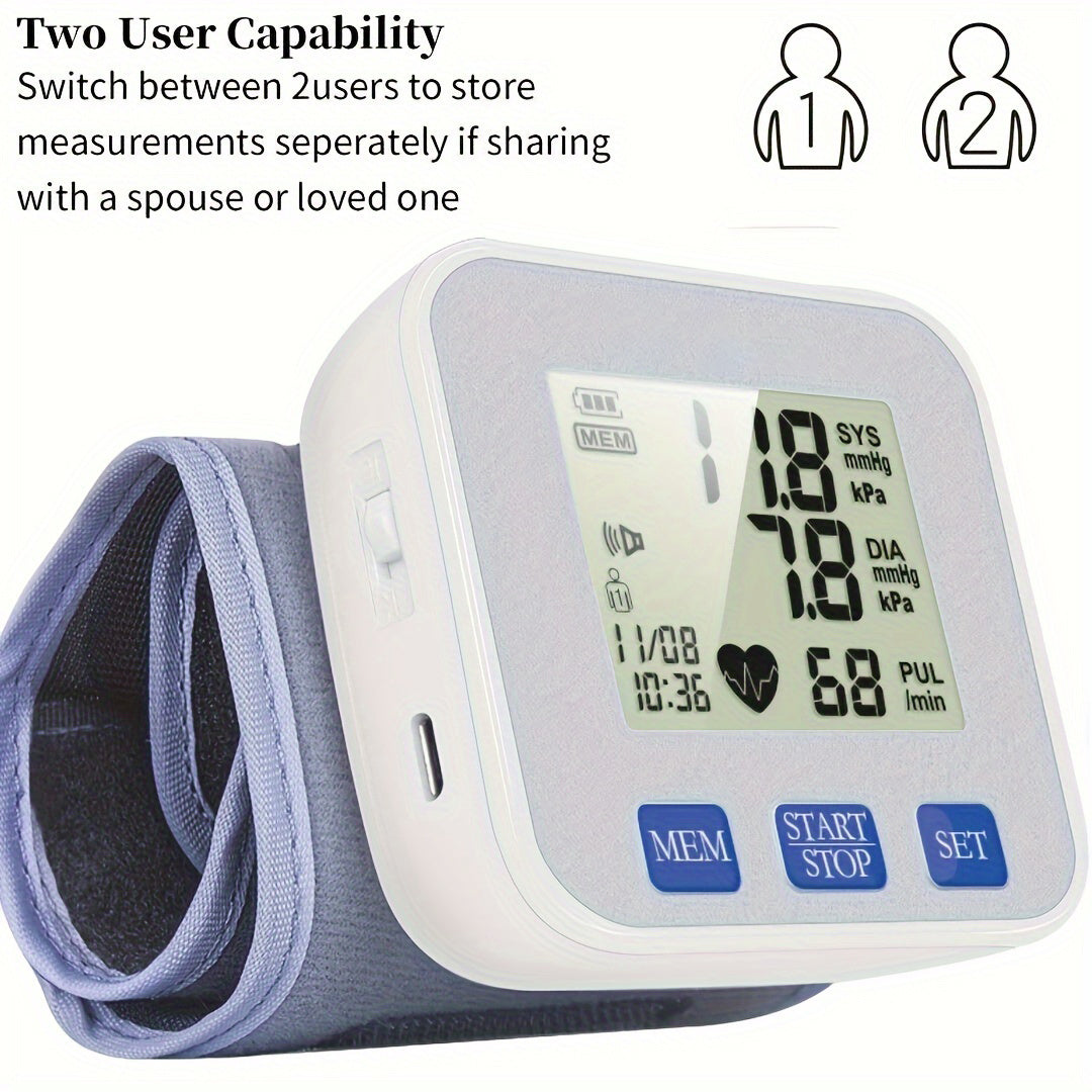 CHANGKUN Rechargeable Wrist Voice Monitor with Voice - Large LCD, Adjustable Cuff, Accurate Health Tracker for Home Use, Health Measurement|Digital Display|Rechargeable Battery, Health Tracker