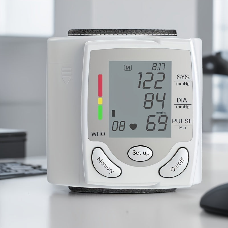 CHANG KUN Wrist Electronic Blood Pressure Monitor for Adults - Professional Medical Grade BP Sphygmomanometer with LCD Display, Adjustable Cuff, Memory Storage & Setup Menu - Home Health Monitoring (Batteries Not Included), Blood Pressure Monitor for
