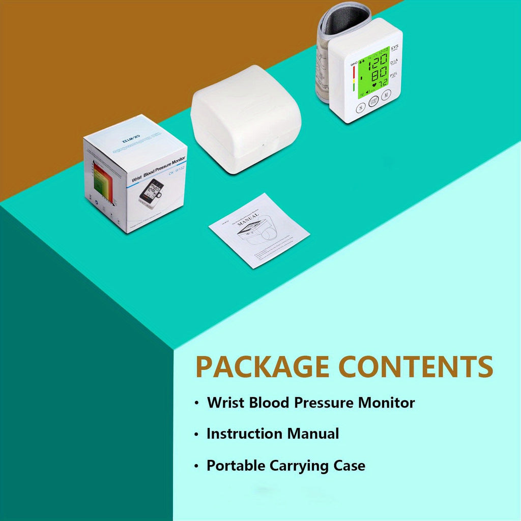 CHANGKUN Voice-Activated Automatic Wrist Blood Pressure Monitor with Tricolor LCD Display, Heart Rate & Adjustable Cuff - Digital Sphygmomanometer for Home Use, Battery Operated (2 AAA), Blood Pressure Checker | Modern Digital Monitor | Soft Fabric Cuff,