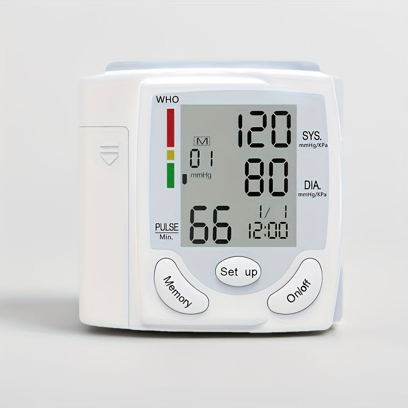 CHANG KUN Wrist Electronic Blood Pressure Monitor for Adults - Professional Medical Grade BP Sphygmomanometer with LCD Display, Adjustable Cuff, Memory Storage & Setup Menu - Home Health Monitoring (Batteries Not Included), Blood Pressure Monitor for