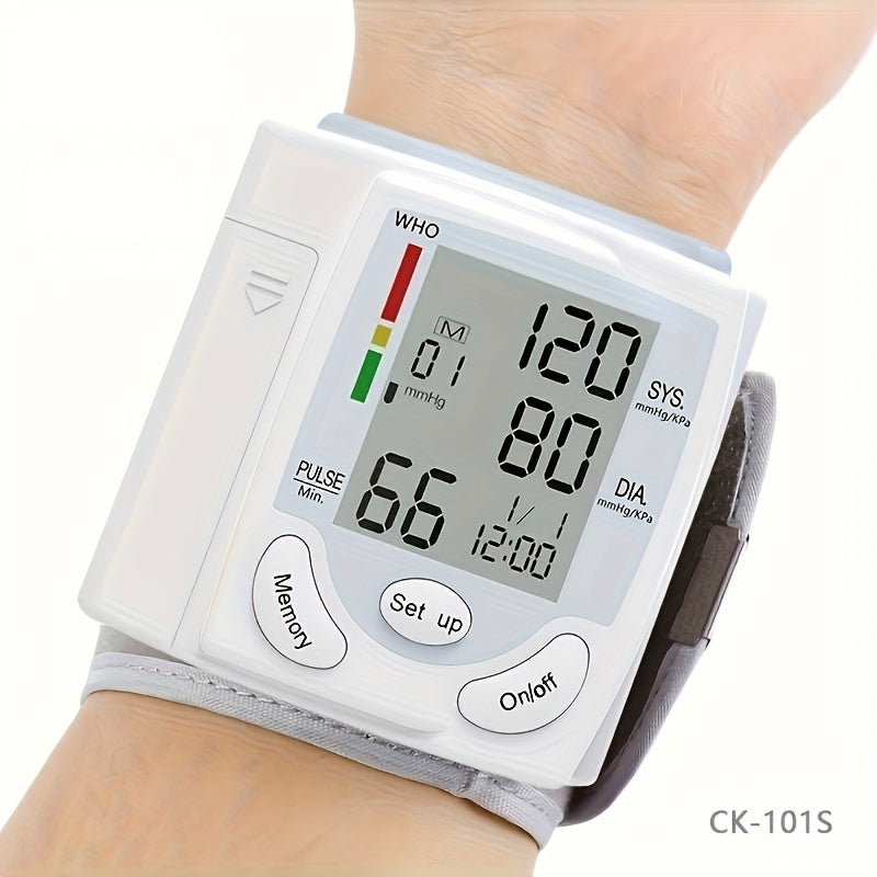 Automatic Wrist Blood Pressure Monitor with Large LCD Screen - Adjustable Cuff, Pulse Rate Detection, Irregular Heartbeat Alert, Battery-Powered(Batteries Not Included) 36V Or Lower, Safe for Adults, for Summer