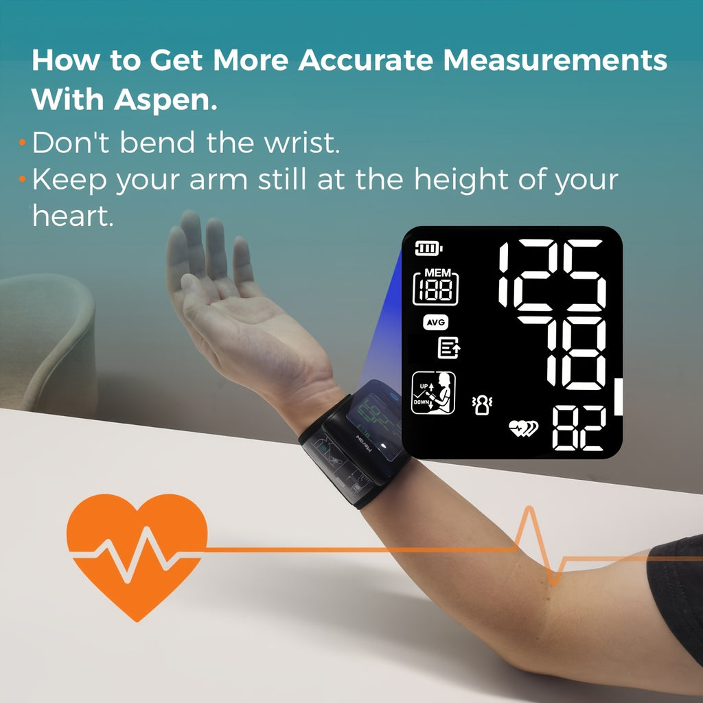 Meraw Wrist Blood Pressure Monitor for Adults with Large 5.3"-8.5" Cuff, High Accuracy Automatic BP Machine, Irregular Heartbeat Detection, App Connected (iOS/Android), Backlit LCD Display, AAA Battery Powered, Home Health Monitoring | Sleek Device Design