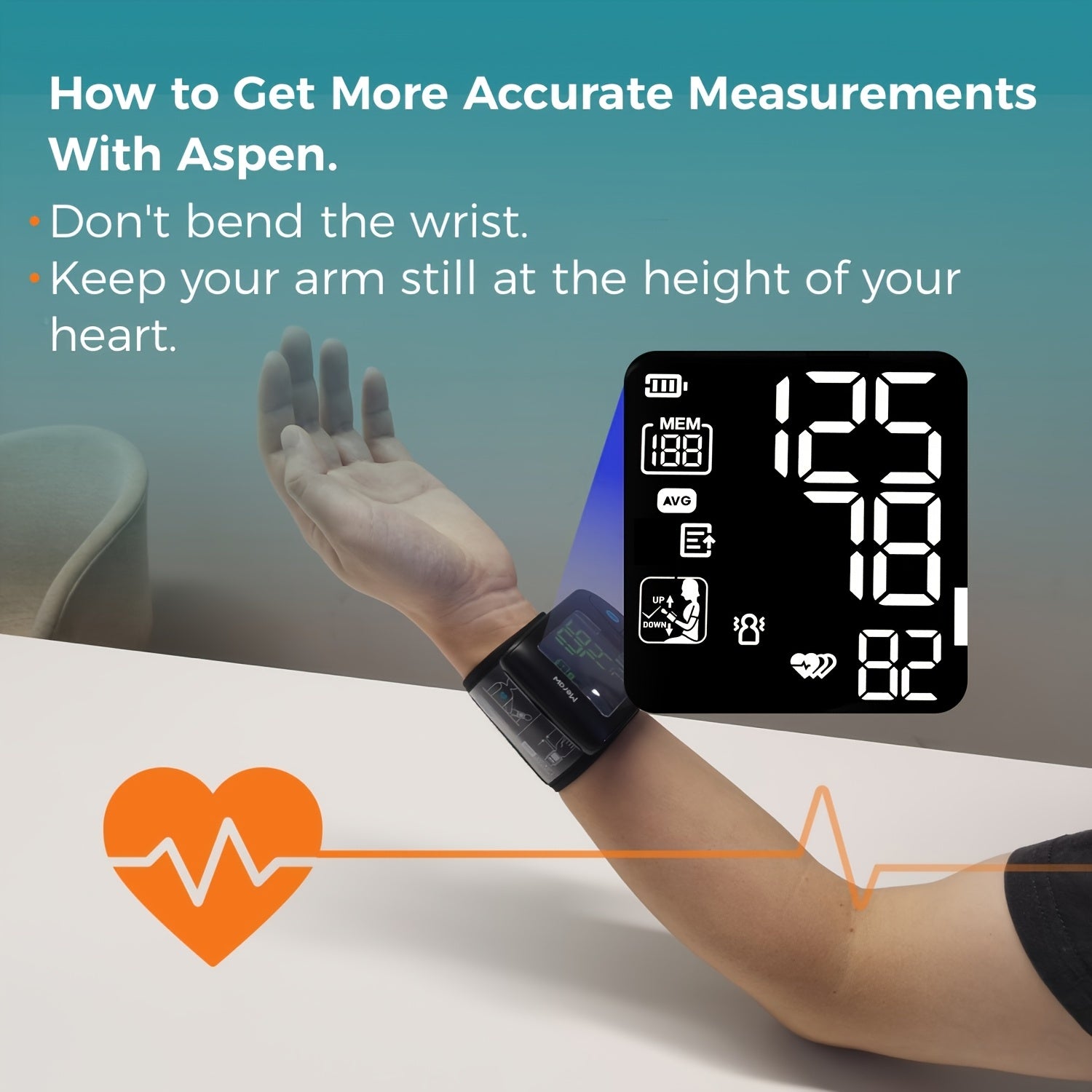 Meraw Wrist Blood Pressure Monitor for Adults with Large 5.3"-8.5" Cuff, High Accuracy Automatic BP Machine, Irregular Heartbeat Detection, App Connected (iOS/Android), Backlit LCD Display, AAA Battery Powered, Home Health Monitoring | Sleek Device Design
