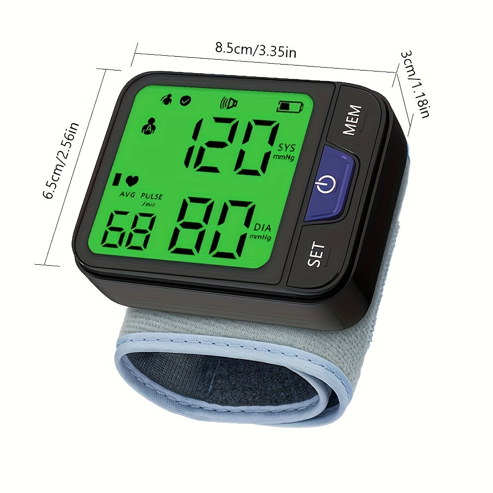 Automatic Wrist Blood Pressure Monitor With Voice, 3-Color Backlit Digital LCD Display, 240 Memory Storage For Dual Users, Portable Adjustable Cuff BP Device For Home Use.