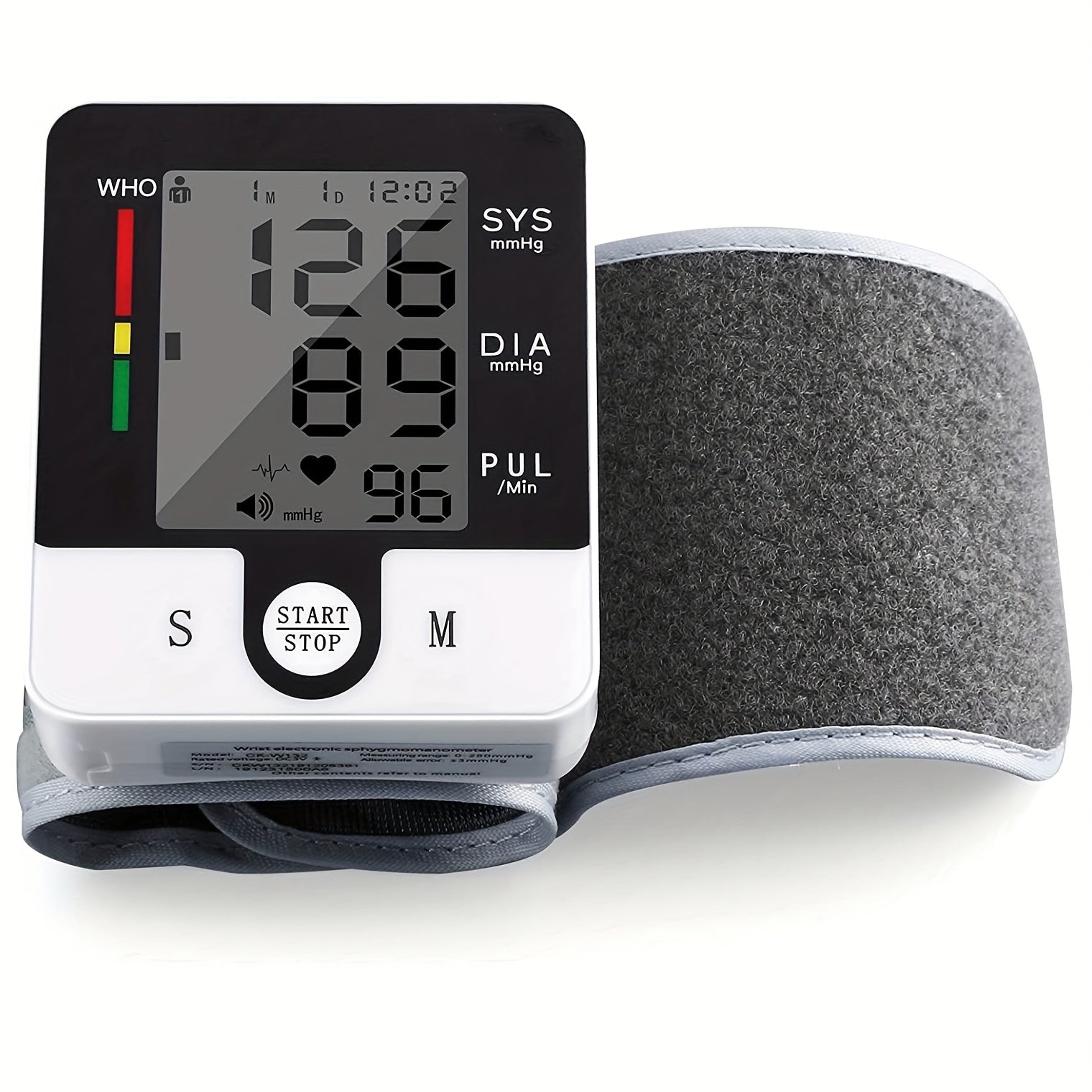 Automatic Wrist Blood Pressure Monitor with Large LCD Display, Battery-Operated, Adjustable Cuff for Home Use – Digital Sphygmomanometer for Adults, White & Black Design, Measures Systolic & Diastolic Pressures, Medical Device | Sleek Wristband Design |