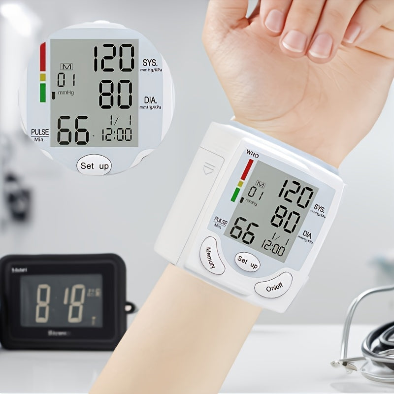 CHANG KUN Wrist Electronic Blood Pressure Monitor for Adults - Professional Medical Grade BP Sphygmomanometer with LCD Display, Adjustable Cuff, Memory Storage & Setup Menu - Home Health Monitoring (Batteries Not Included), Blood Pressure Monitor for