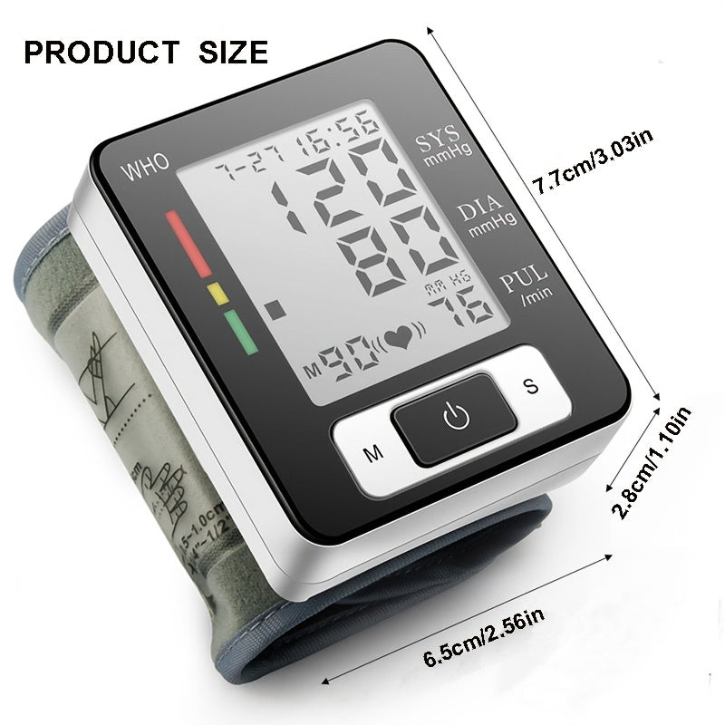 2pcs CHANG KUN Automatic Wrist Blood Pressure Monitor & Oximeter Set - Large LCD Display, Adjustable Cuff, Multi-User Mode (99 Readings Per User), Battery-Powered, Ideal for Home Use & Fitness Tracking, Health Monitoring, Sleek Design, Durable